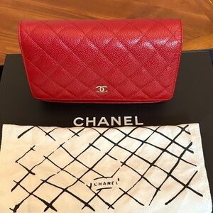 CHANEL Red Quilted Clutch